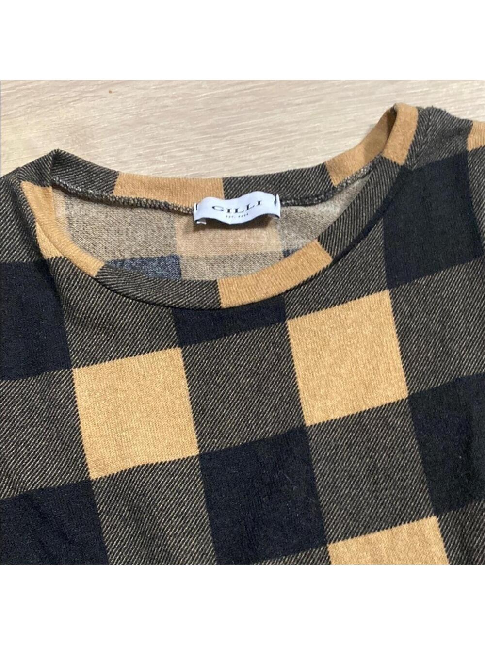 Gilli Black and Tan Plaid Long Sleeve Dress - Picture 10 of 15